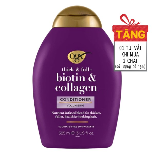 Dầu Xả OGX Thick & Full Biotin Collagen Chai 385Ml