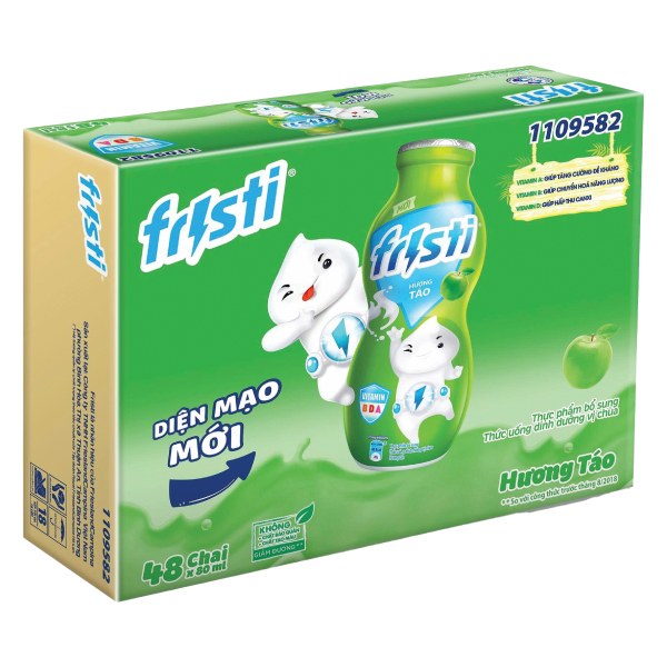 Thùng 8 Lốc 6 Sữa Chua Uống Tiệt Trùng Fristi Táo Chai 80Ml