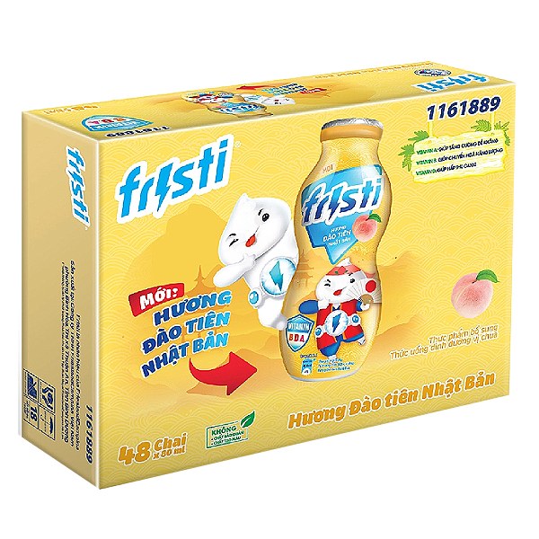 Thùng 8 Lốc 6 Sữa Chua Uống Tiệt Trùng Fristi Đào Chai 80Ml