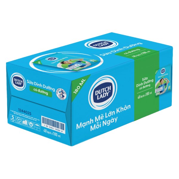 Sữa Tiệt Trùng Dutch Lady Có Đường Thùng 48 Bịch 180Ml