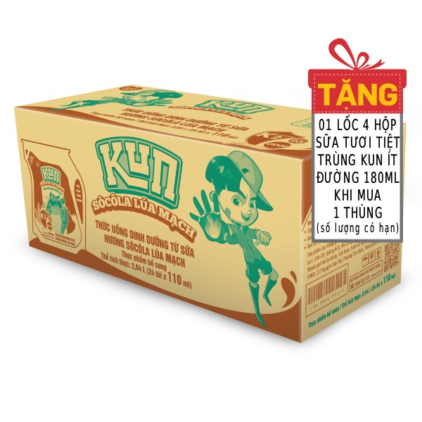 Sữa Kun Socola Lúa Mạch Thùng 24 Túi 110Ml