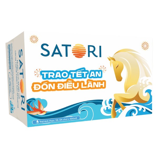 (Mẫu Tết) Nước Tinh Khiết Satori Thùng 24 Chai 500Ml 