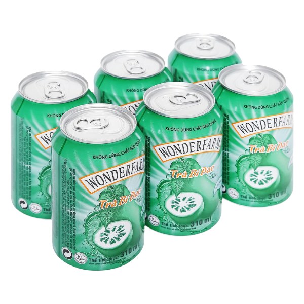 Lốc 6 Trà Bí Đao Wonderfarm Lon 310Ml
