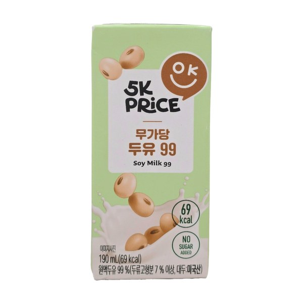 Sữa Đậu Nành 5K Price Không Đường Hộp 190Ml