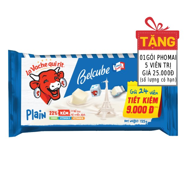 Phô Mai Vuông Con Bò Cười Belcube Vị Sữa 125G