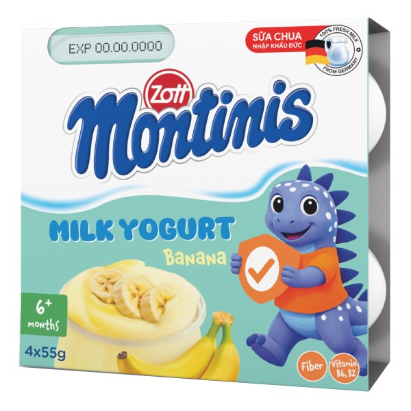 Lốc 4 Sữa Chua Zott Montinis Vị Chuối 55G