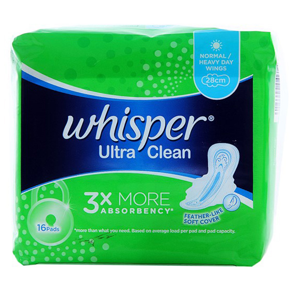 Băng Vệ Sinh Whisper Siêu Mỏng Cánh Ultra Clean 16 Miếng