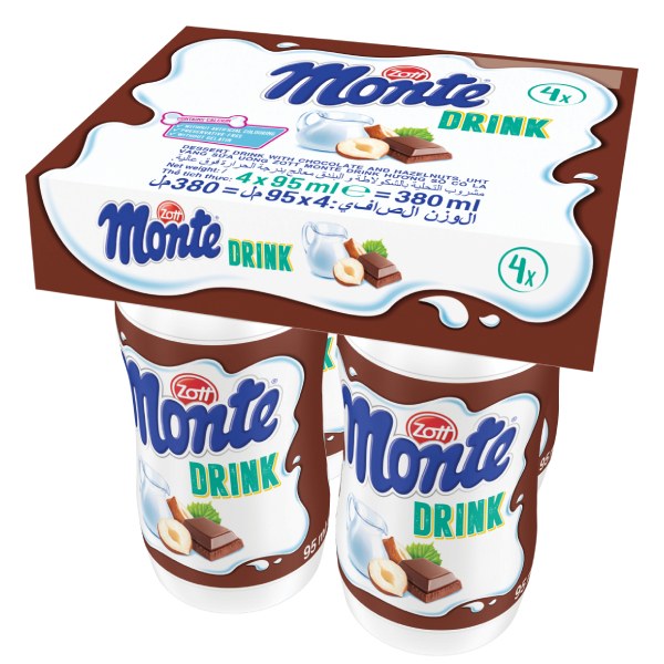Lốc 4 Váng Sữa Uống Zott Monte Vị Socola 95Ml