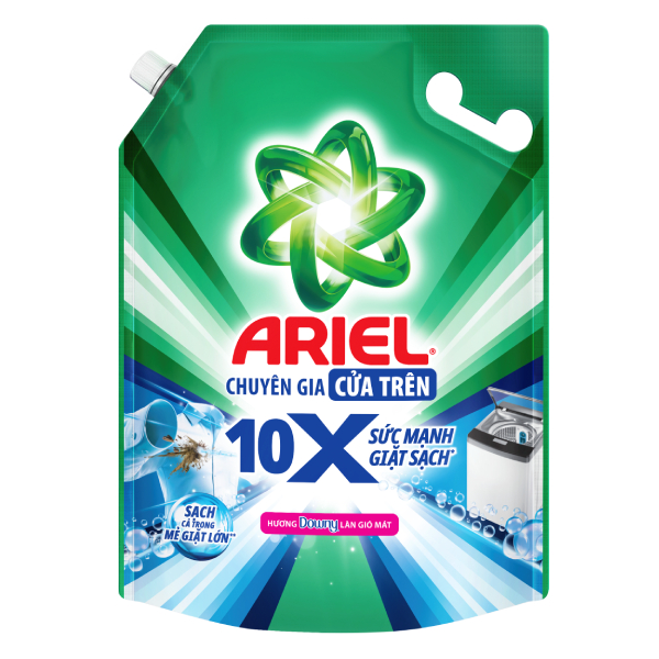 Nước Giặt Ariel 10X Cửa Trên Làn Gió Mát Túi 4.05Kg