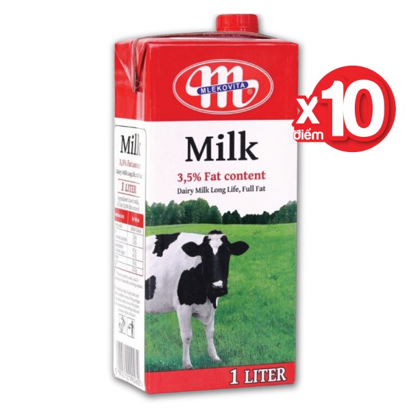 Sữa Tươi Tiệt Trùng Mlekovita Nguyên Kem 3.5% Béo Hộp 1L