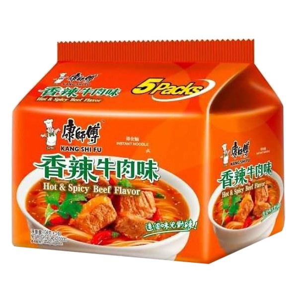 Lốc 5 Mì Kang Shi Fu Bò Cay Gói 104G