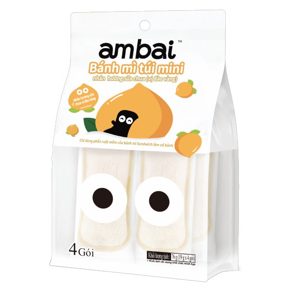 Bánh Mì Ambai Nhân Sữa Chua Vị Đào Vàng Gói 76G