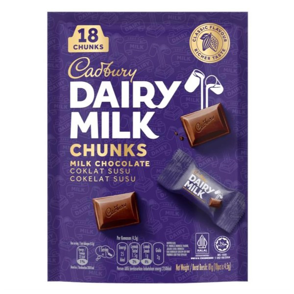 Socola Sữa Cadbury Dairy Milk Miếng Nhỏ Gói 81G