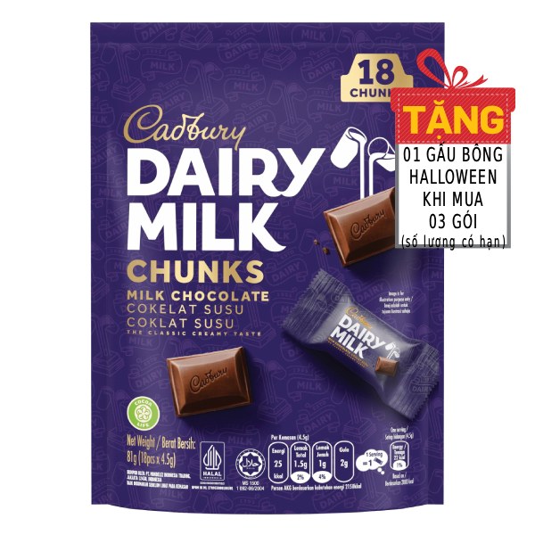 Socola Sữa Cadbury Dairy Milk Miếng Nhỏ Gói 81G
