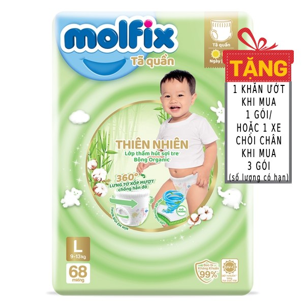Tã Quần Molfix Thiên Nhiên Bông Organic L68