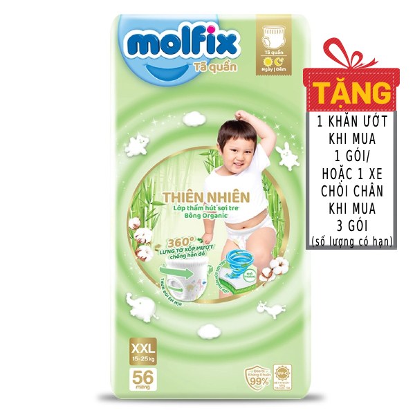 Tã Quần Molfix Thiên Nhiên Bông Organic XXL56