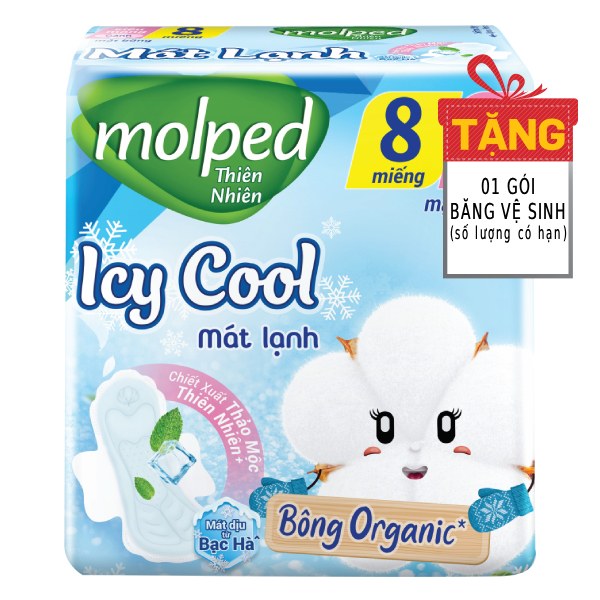 Băng Vệ Sinh Molped Bông Organic Mát Lạnh Cánh 8 Miếng