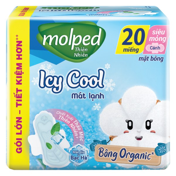 Băng Vệ Sinh Molped Bông Organic Mát Lạnh Siêu Mỏng Cánh 20 Miếng
