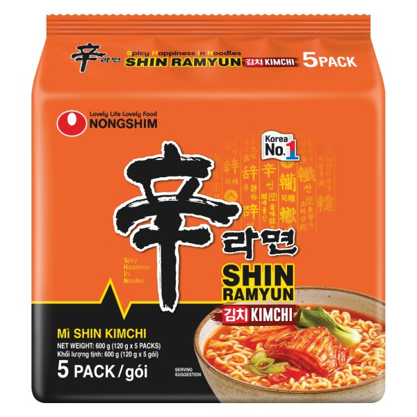 Lốc 5 Mì Shin Ramyun Kim Chi Gói 120G