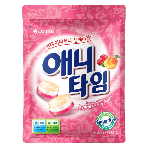 Kẹo Cứng Lotte Anytime Vị Mận Đào Gói 60G