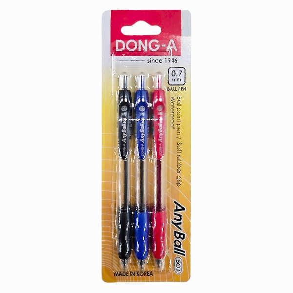 Lô 3 Bút Bi Gốc Dầu Dong-A Anyball 0.7