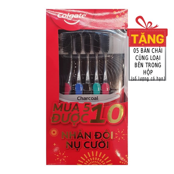 Lô 5 Bàn Chải Đánh Răng Colgate Slim Soft Charcoal