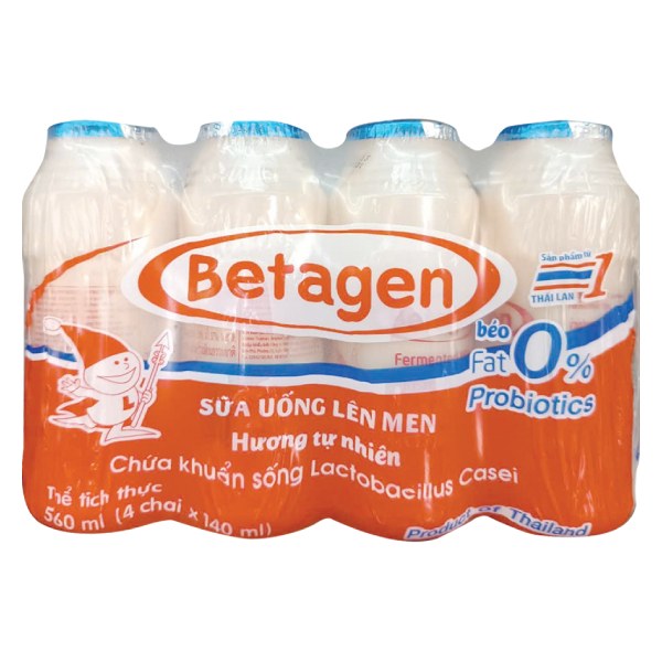 Lốc 4 Sữa Chua Uống Betagen Hương Tự Nhiên Chai Nhựa 140Ml