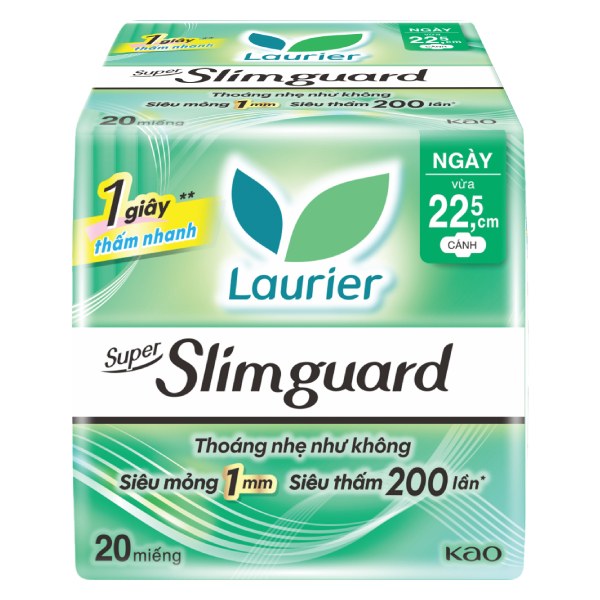 Băng Vệ Sinh Laurier Super Slimguard Siêu Mỏng 1Mm Gói 20 Miếng 22.5Cm