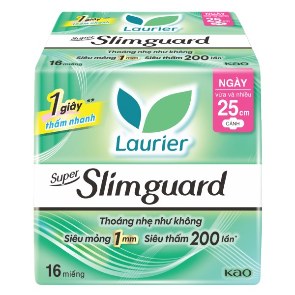 Băng Vệ Sinh Laurier Super Slimguard 1Mm 25Cm 16 Miếng