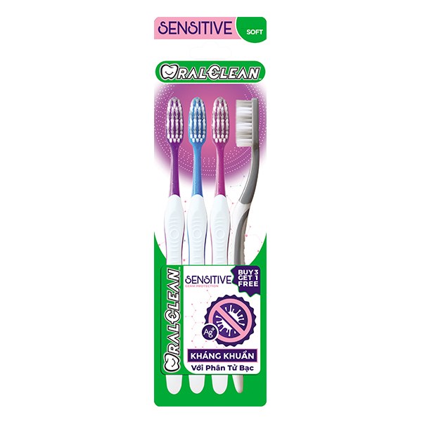 Vỉ 4 Bàn Chải Đánh Răng Oral Clean Sensitive Soft