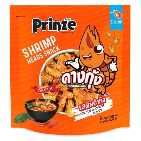 Snack Đầu Tôm Prinze Vị Tomyum Gói 25G