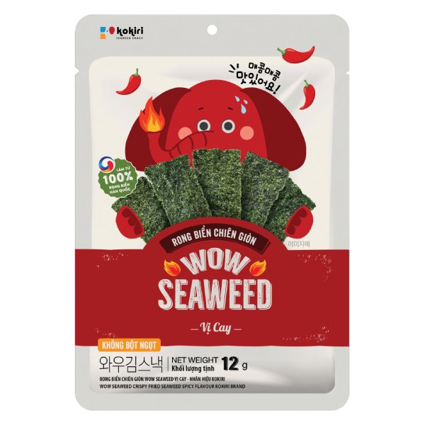 Snack Rong Biển Wow Seaweed Cay Nồng Gói 12G