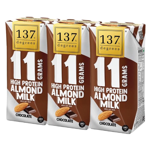 Lốc 3 Sữa Hạnh Nhân 137 Degrees Protein Socola Hộp 180Ml