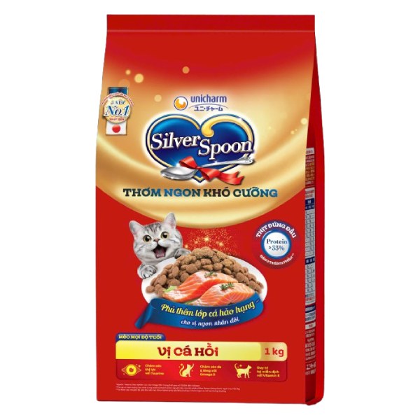 Thức Ăn Cho Mèo Silver Spoon Loại Hạt Khô Vị Cá Hồi Túi 1Kg