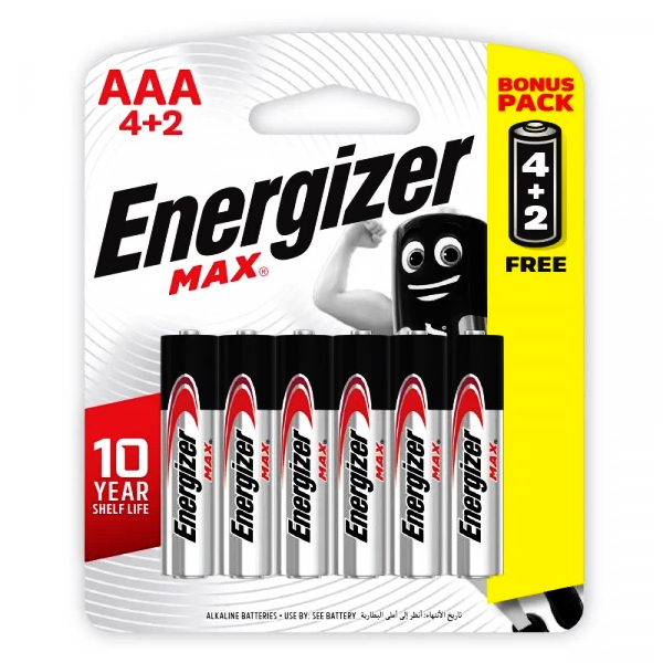 Vỉ 4+2 Pin AAA Energizer Max E92 BP2