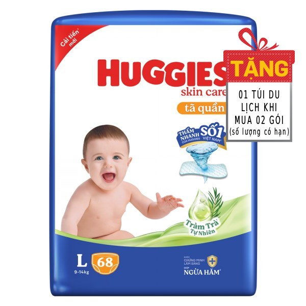 Tã Quần Huggies Dry Tràm Trà Tự Nhiên L68