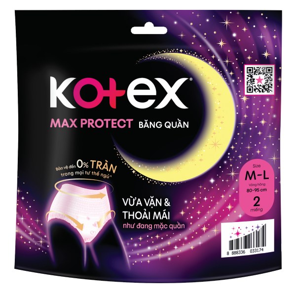 Băng Vệ Sinh Kotex Ban Đêm Dạng Quần 2 Miếng Size M-L