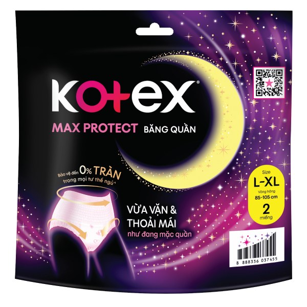 Băng Vệ Sinh Kotex Ban Đêm Dạng Quần 2 Miếng Size L-XL