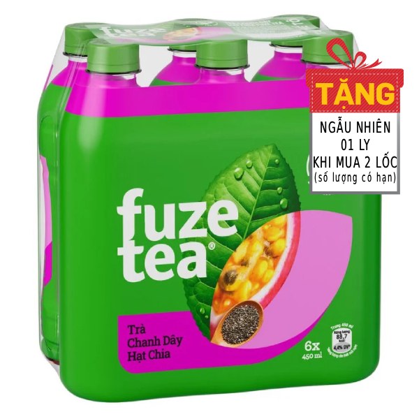 Lốc 6 Trà Fuzetea Hạt Chia + Chanh Dây 450Ml