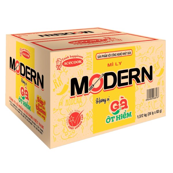 Mì Modern Gà Ớt Hiểm Thùng 24 Ly 63G