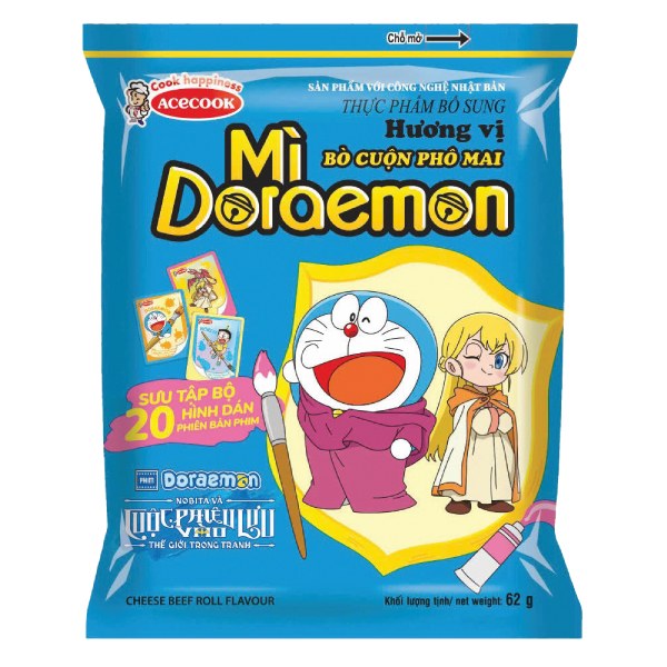 Mì Acecook Doraemon Bò Cuộn Phô Mai Gói 62G