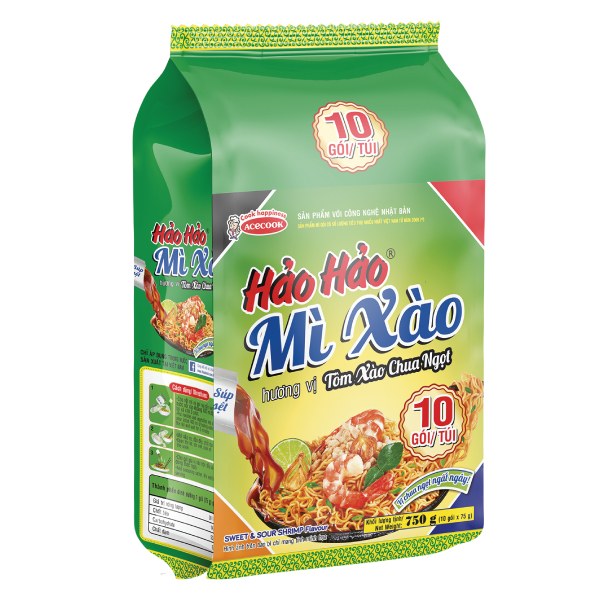 Lốc 10 Mì Hảo Hảo Xào Vị Tôm Xào Chua Ngọt Gói 75G
