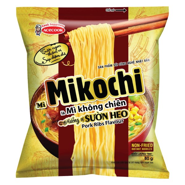 Mì Không Chiên Mikochi Sườn Gói 80G