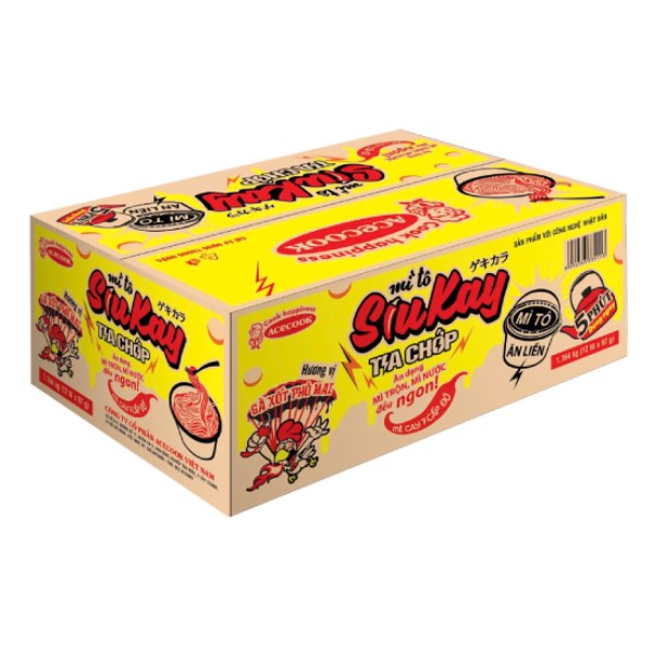Mì Siukay Tia Chớp Gà Xốt Phô Mai Thùng 12 Tô 97G