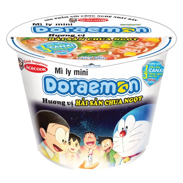 Mì Ly Mini Acecook Doraemon Hải Sản Chua Ngọt 53G