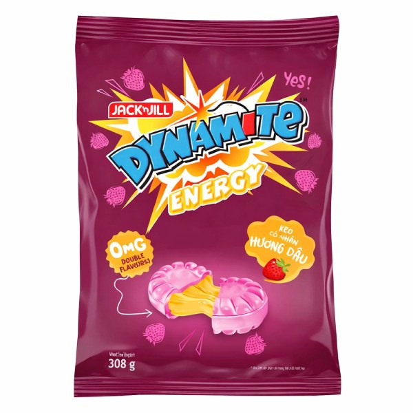 Kẹo Dynamite Energy Nhân Hương Dâu Gói 308G