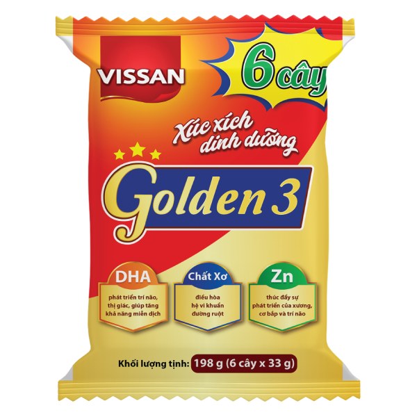 Xúc Xích Dinh Dưỡng Golden 3 6 Cây*33G