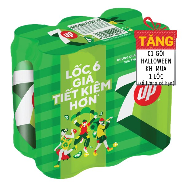 Lốc 6 Nước Ngọt 7Up Sleek Lon 320Ml