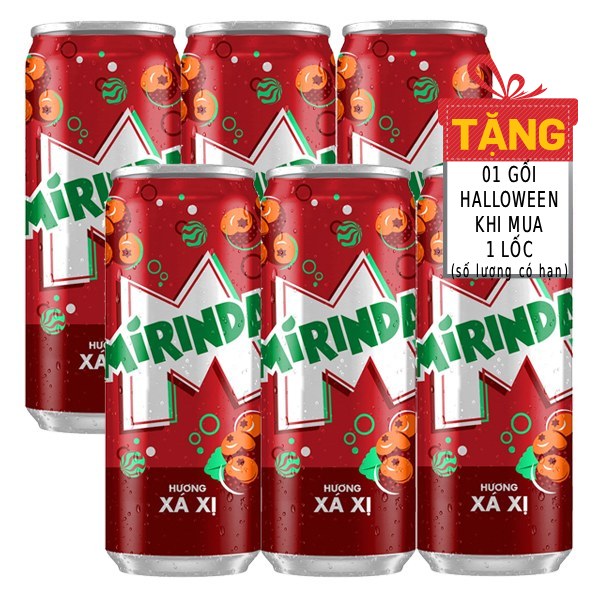 Lốc 6 Lon Nước Ngọt Mirinda Xá Xị Sleek 320Ml