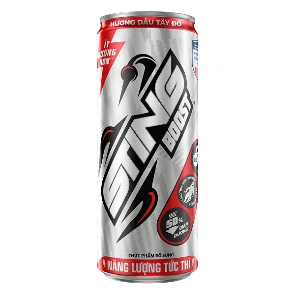 Nước Tăng Lực Sting Dâu Ít Đường Lon 320Ml